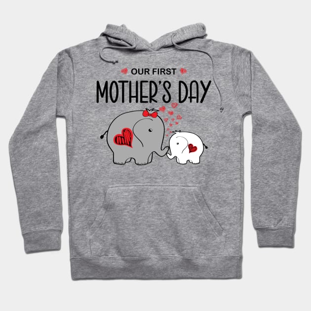 Cute Matching Our First Mother's Day Elephants Hoodie by ArtedPool